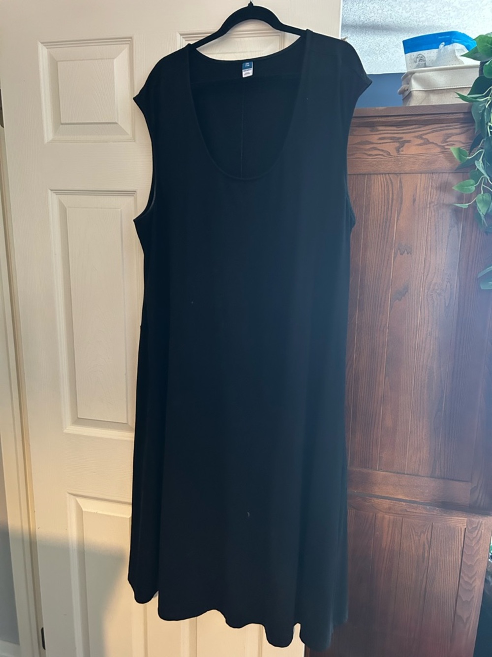Old Navy Black Midi Scoop Neck Dress